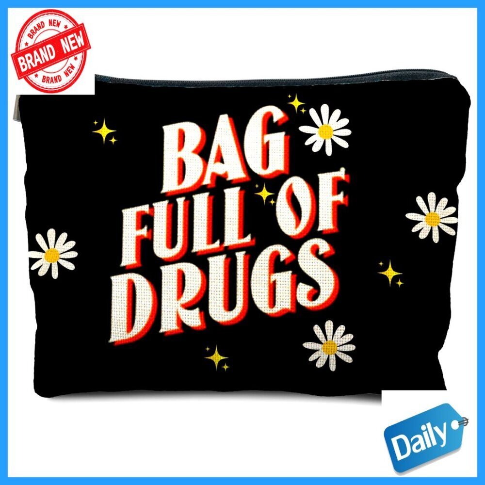 Funny Makeup Bag Linen Waterproof Travel Cosmetic Pouch 10x7.5 Inches